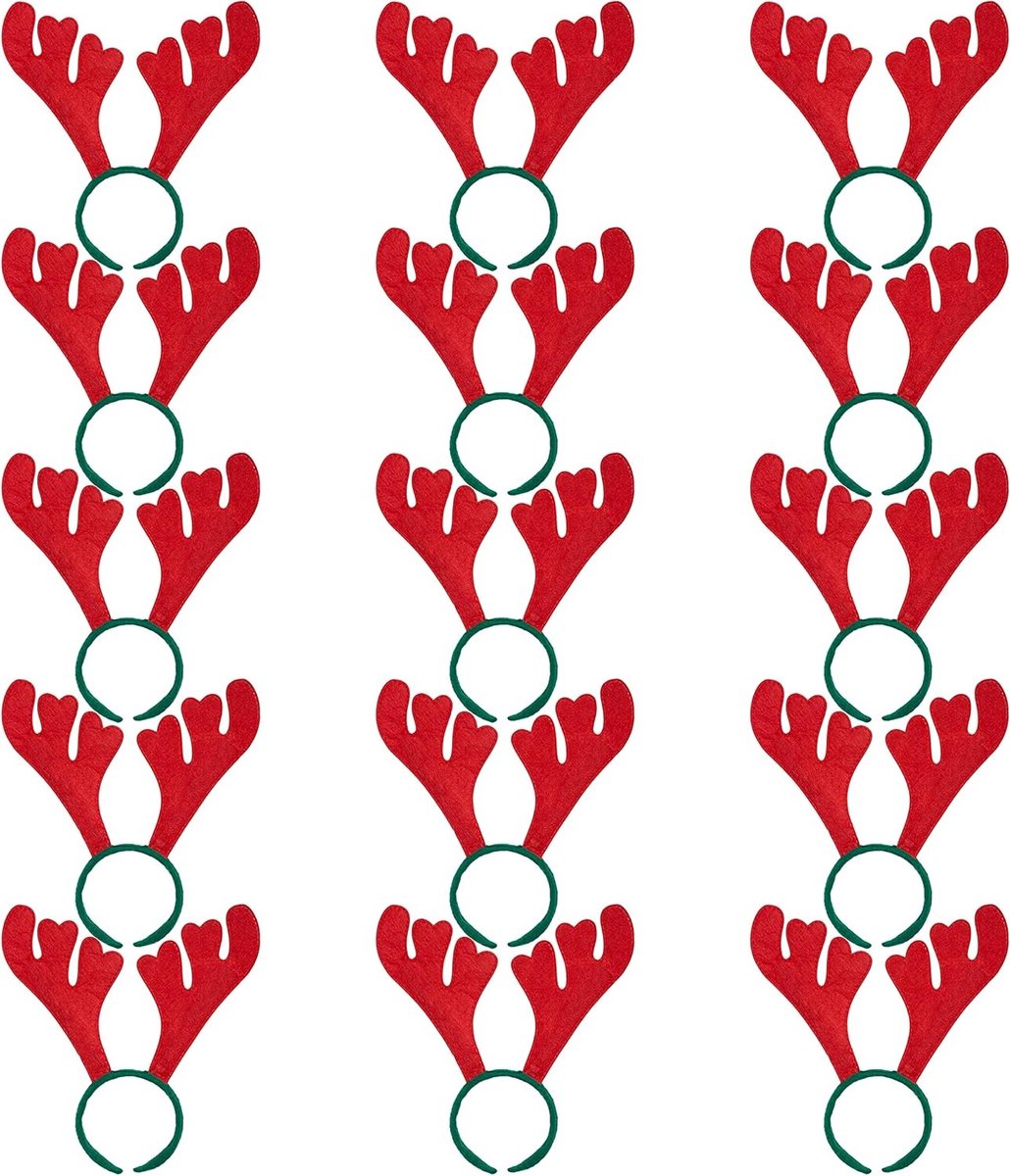15 Kerst Felt Hoofdbanden met Hert Antlers - Feestelijke Kostuumaccessoires voor Kerstfeest - 33 x 30cm, Perfect voor Feestjes en Verkleedpartijen