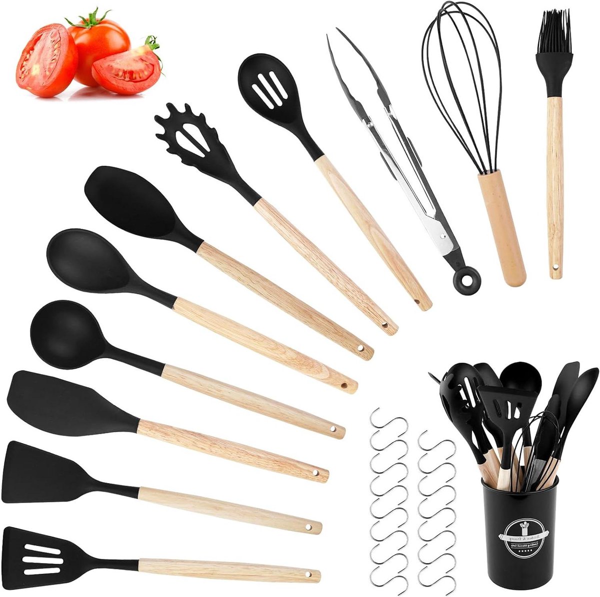 Keukengerei Set - Spatels Lepels - Koken Bakken - 27 Delig - Verschillende maten - Zwart