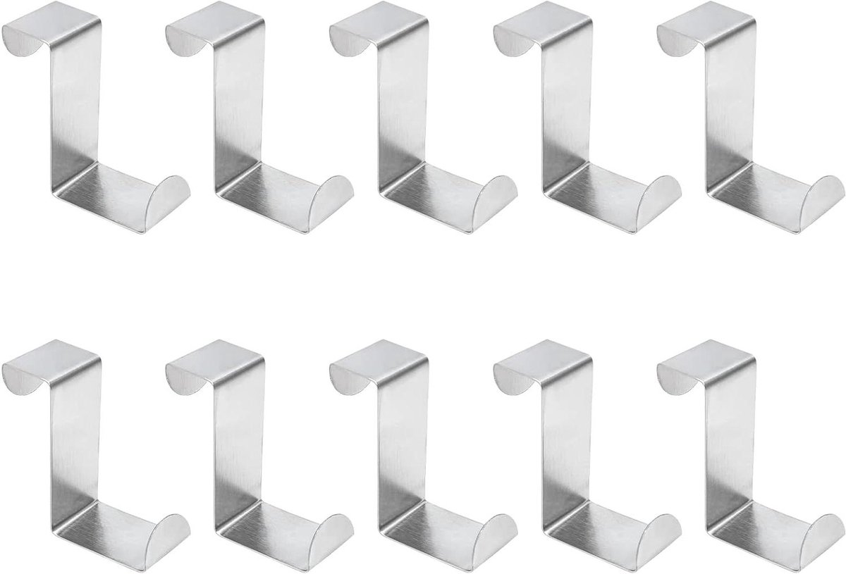 Deurhaken - Ophanghaken Z-vorm - Ruimte Organiseren - Roestvrij Staal - 10 stuks - Zilver