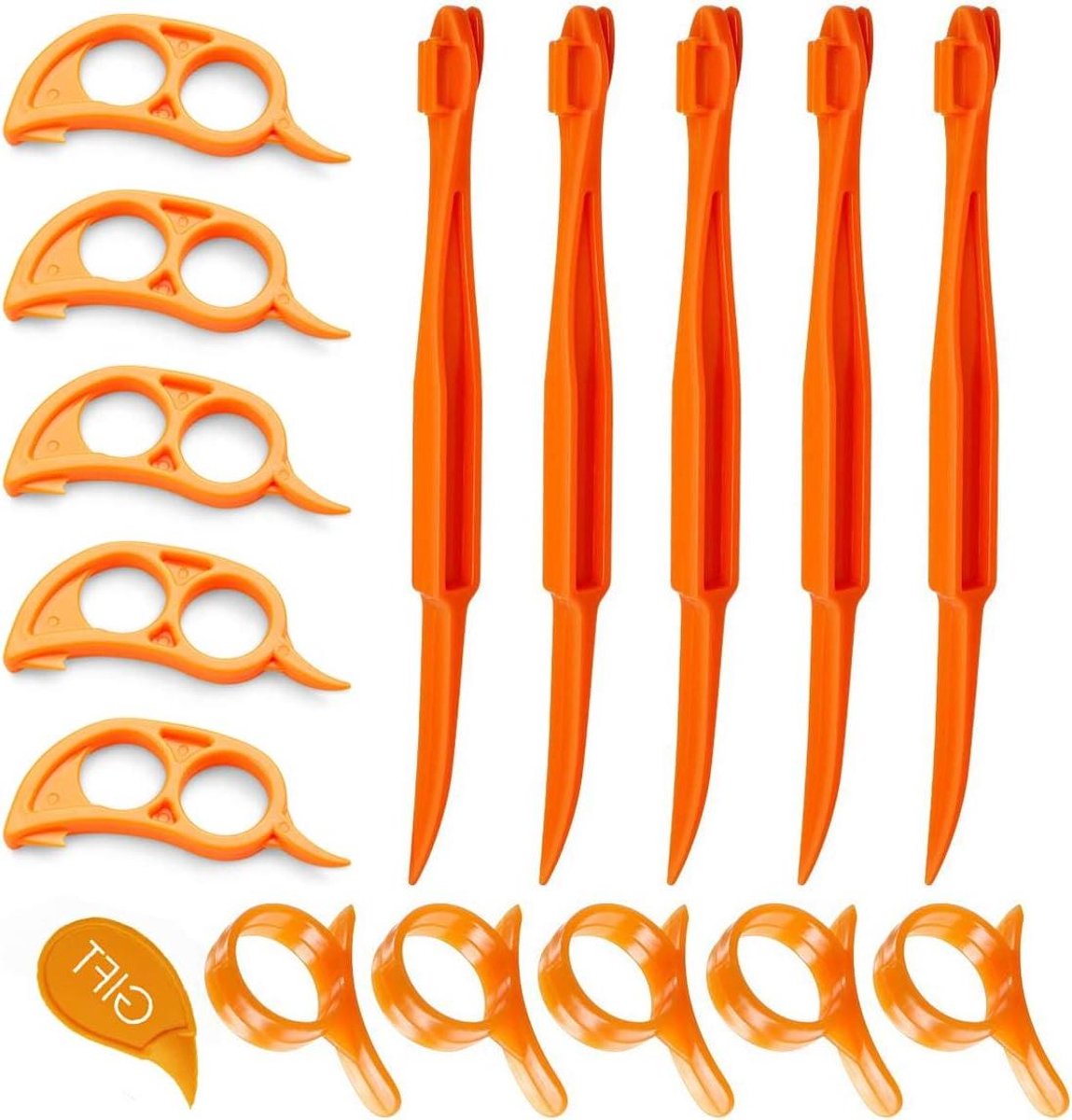 Citrus Peeler Set - Fruit Schillen - Keuken Hulp - Beschermt Handen - 15 Stuks - Oranje