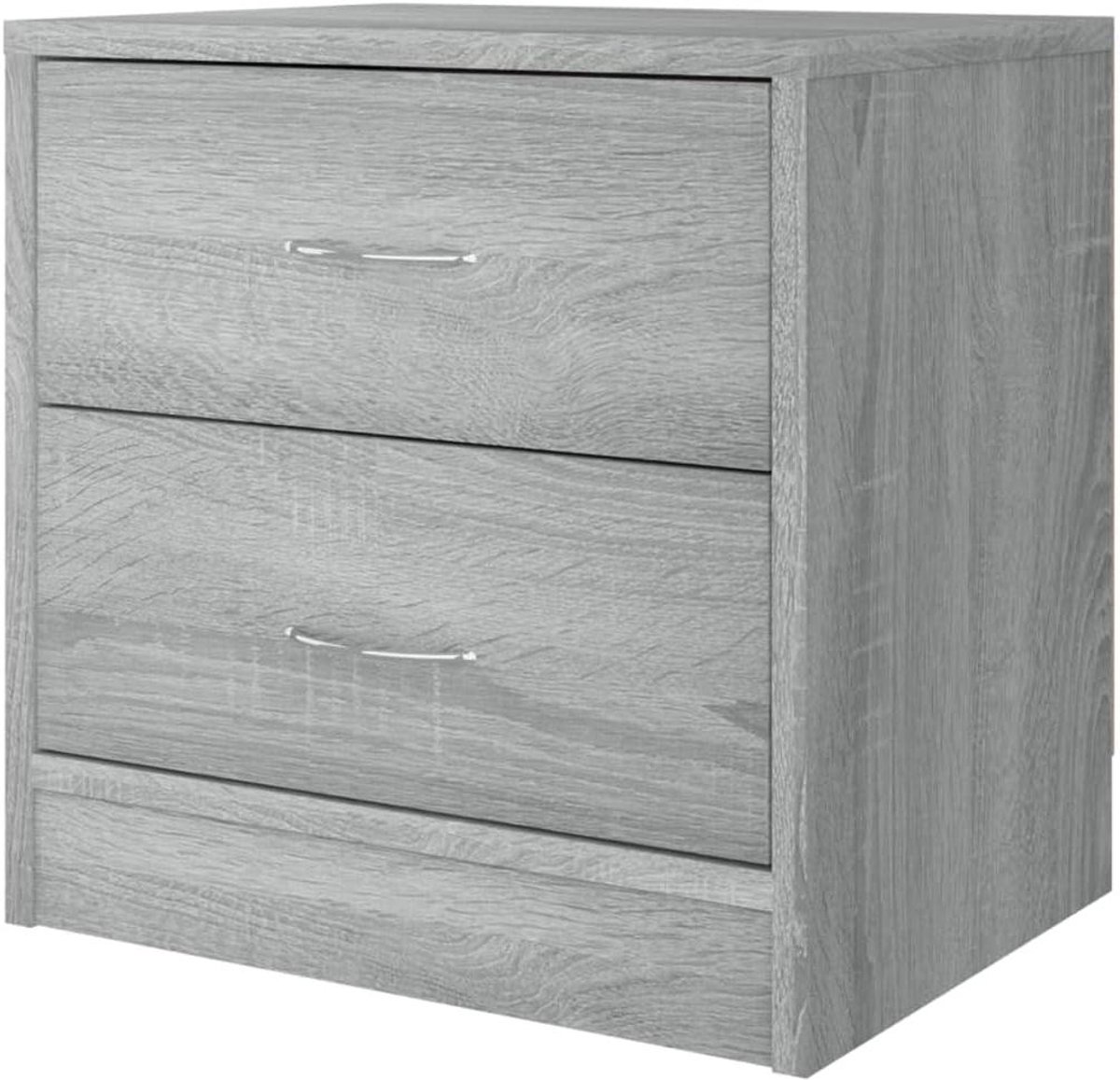 Nachtkastje Met Lades - Bijzetkastje Nachtmeubel - Spullen Opbergen - Bewerkt Hout Kwaliteit - 40x30x40 cm - Grijs Sonoma Eiken