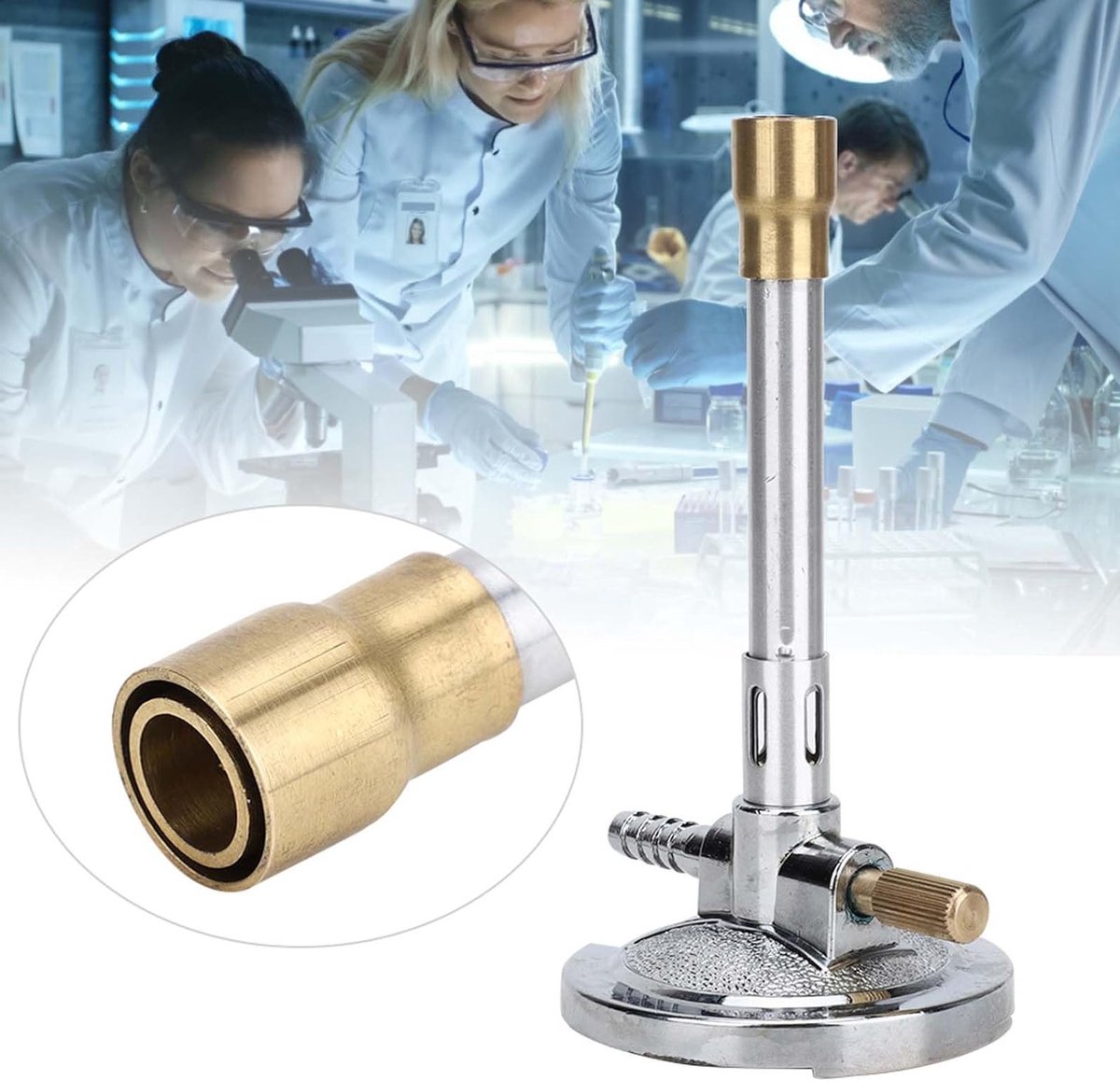 Draagbare Bunsenbrander voor Laboratoria, Lichtgewicht Gasbrander met Vlamstabilisator en Gasregeling voor Efficiënt Verwarmen