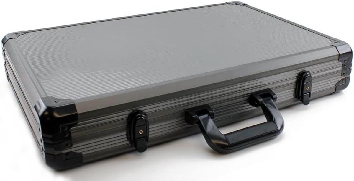 Poker Chip Case - Fiches Houder - Poker Avonden Organiseren - Verstevigd Aluminium Materiaal - 58 cm - Grijs