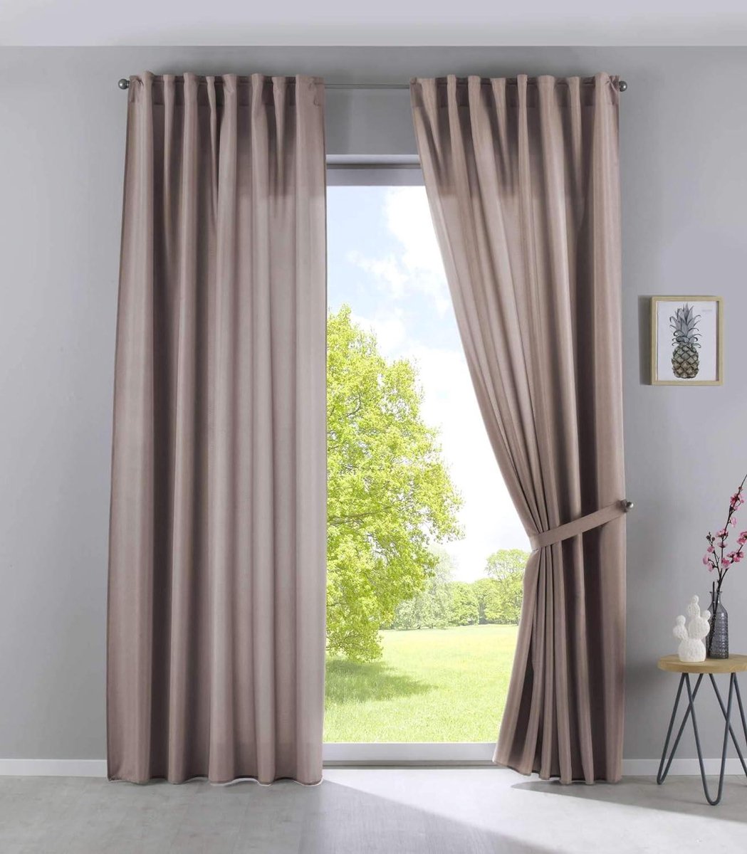 Gordijnen met Lussen - Paneelgordijnen Draperieën - Woonkamer Inrichten - Ondoorzichtig Linnenlook - 250x140 cm - Taupe