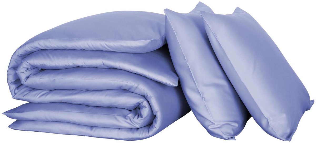 De Witte Lietaer Dekbedovertrek Olivia Sky Blue - 240 x 220 cm - Katoen Satijn
