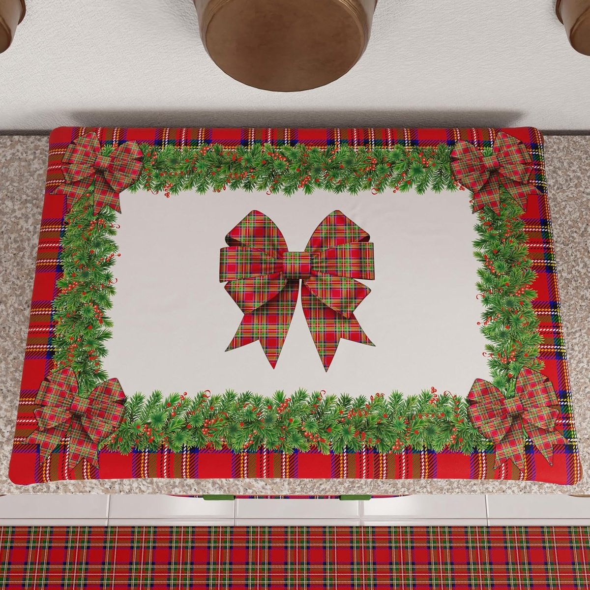 Tafelloper Kerst - Tafelkleed Runner - Keuken Decoratie - Met Strik en Veren - 90x90 cm - Roze