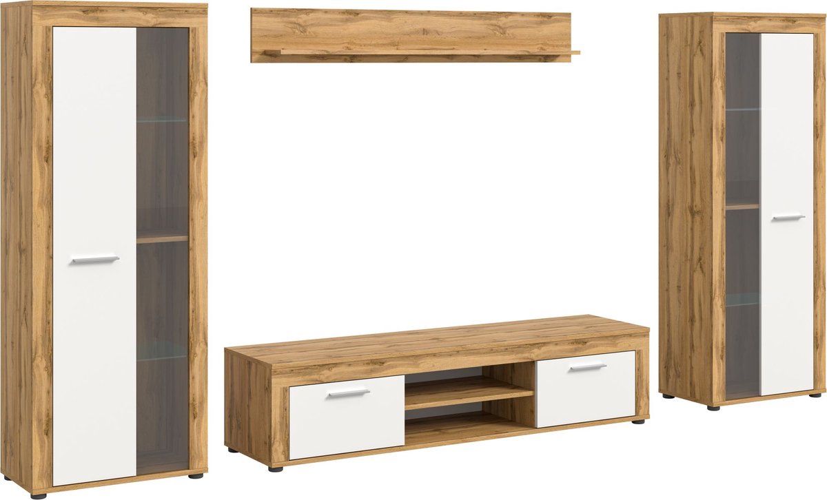 Jam boekenkastopstelling eik decor, wit.