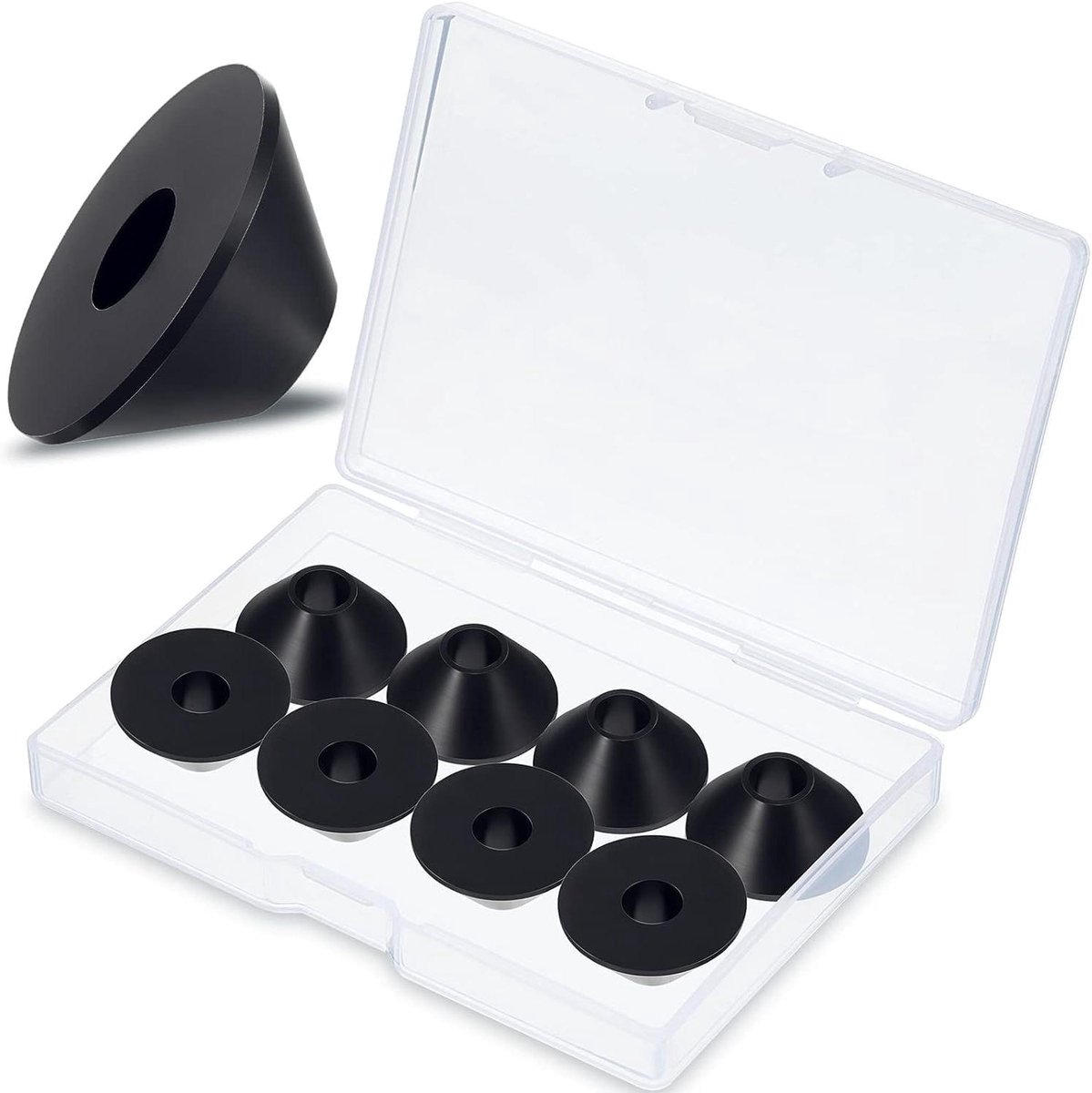Toiletbril Scharnierfittingen - Toiletbouten Rubberen Moeren - Toiletbril Repareren - Antislip Kegelvormig - 8 mm - Zwart