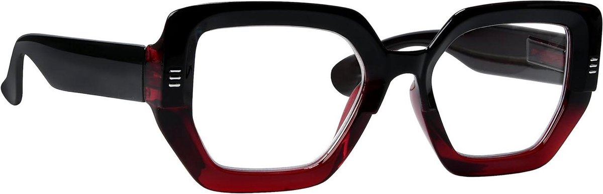Leesbril Dames - Leesbril Oversized - Comfortabel Lezen - Breed Montuur - 3.00 - Rood