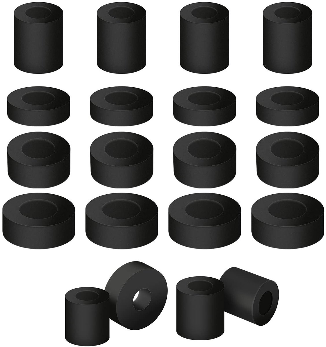 20 Stuks Ronde Rubber Ringenset, 4 Maten Multifunctionele Zwarte Rubber Washers voor Thuis en Auto Accessoires