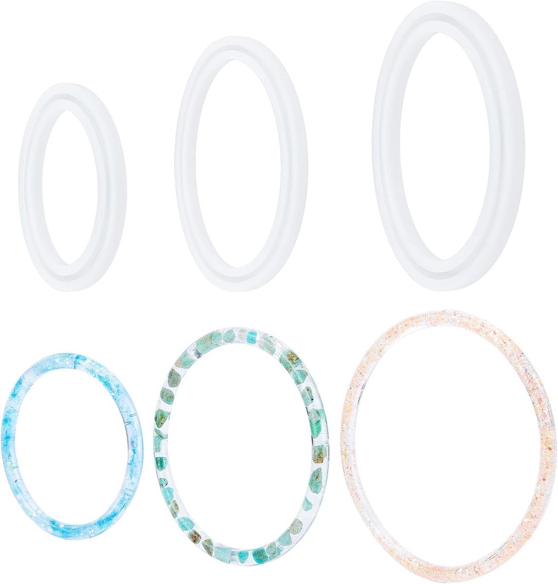 Silicone Armband Mallen, 3 Maten, Grote Resin Sieraden Mallen voor Armbanden, Handgemaakte Crafting en Tasringen, Binnen Diameter 75mm/97mm/119mm