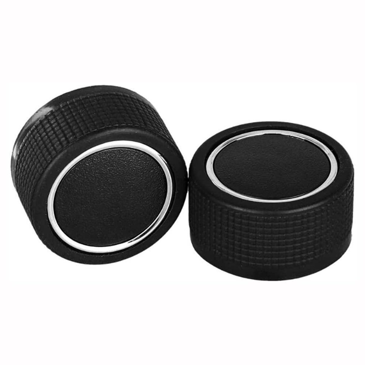 Radio Volume Knoppen - Draaiaanwijzers Audio - Achterste Bediening - Chroomrand Zwart - 2 stuks - Zwart