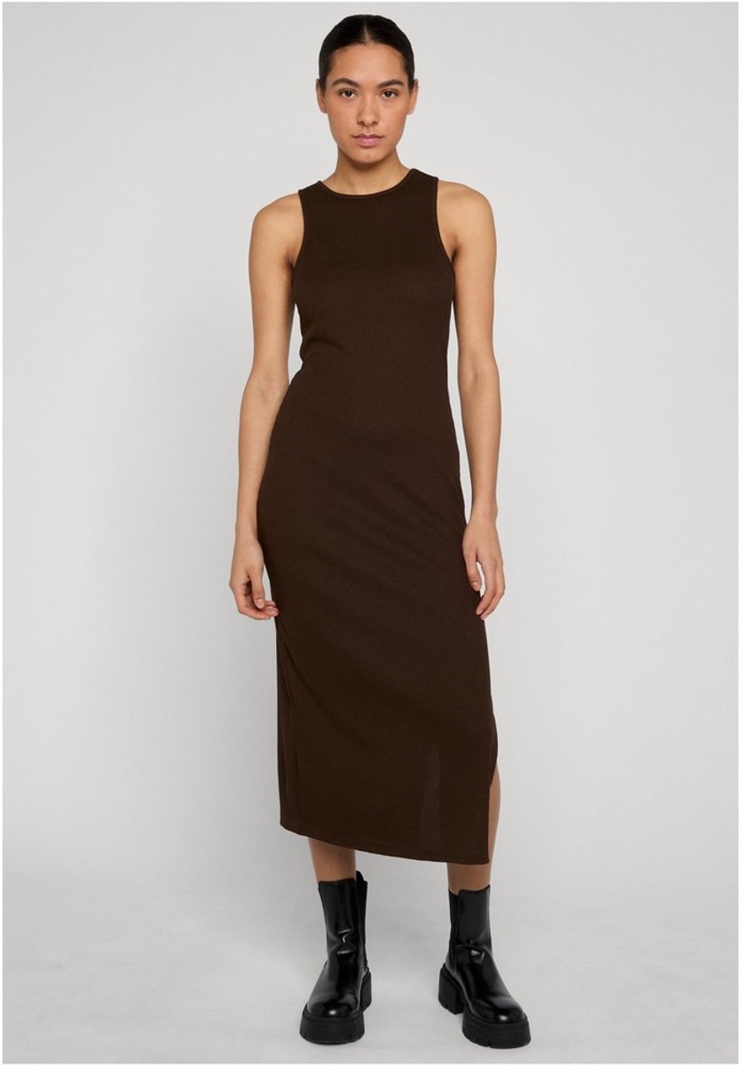 Urban Classics Ladies Long Racerback Rib Dress Dames Maxi-jurk – XL Bruin