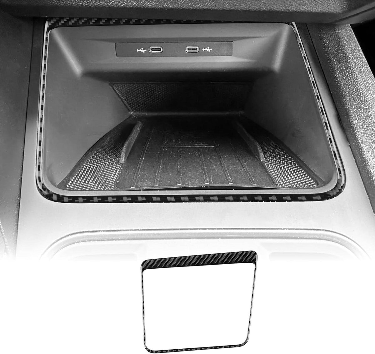 Decoratief Frame - Afdekking Middenconsole - Draadloos Opladen Auto - Echte Koolstofvezel - 26.4 x 20.7 x 3.2 cm - Zwart