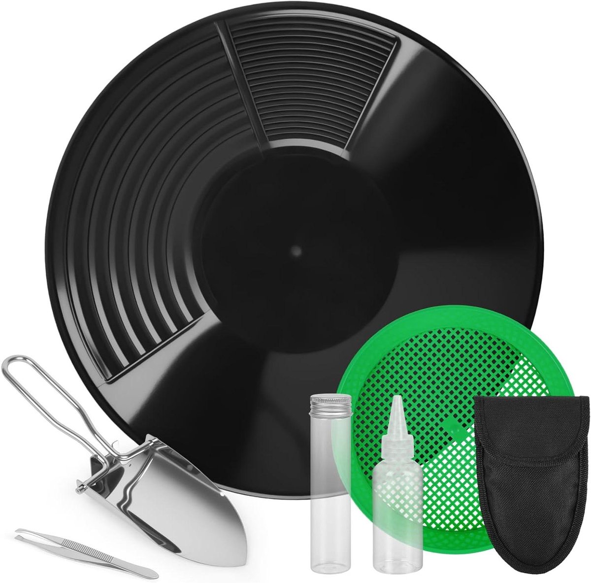 Goudwaspan Set - Goudzoeker Kit - Goud Vinden - Efficiënte Groeven - 38.5 cm - Zwart
