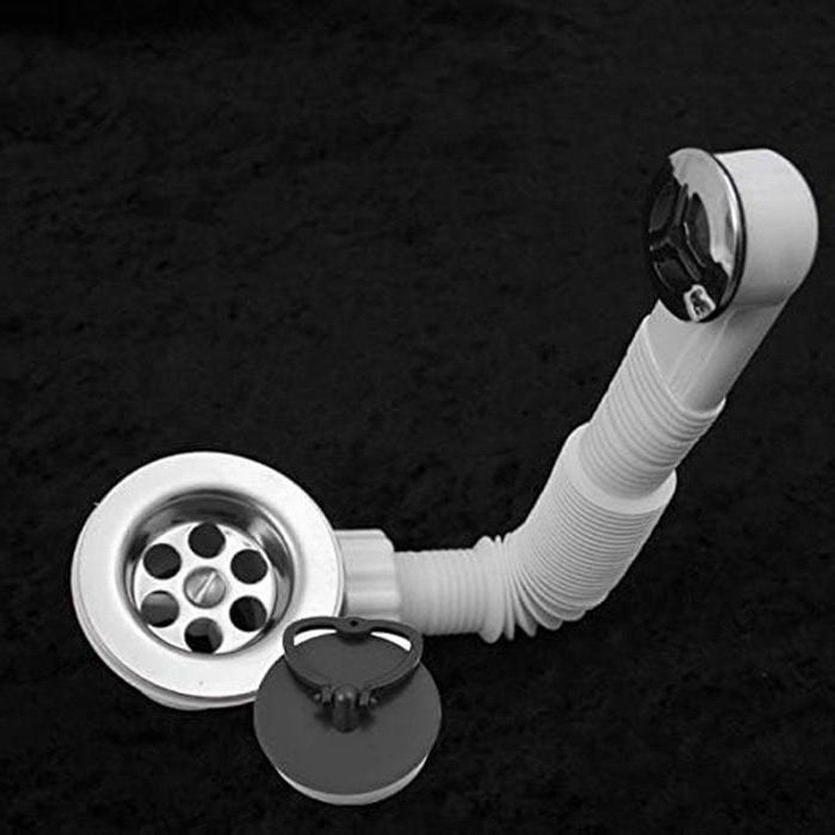 Afvoergarnituur Bekkenuitloop - Wastafel Afvoer - Sanitair Aansluiten - Met Uittrekbare Slang - 1 1/4 Inch - Wit