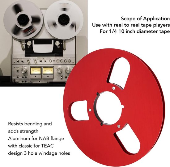 Lege Spoel - Tape Spoel - Geluidsband Afspelen - Aluminiumlegering Constructie - 10 Inch Diameter - rood — afbeelding 4
