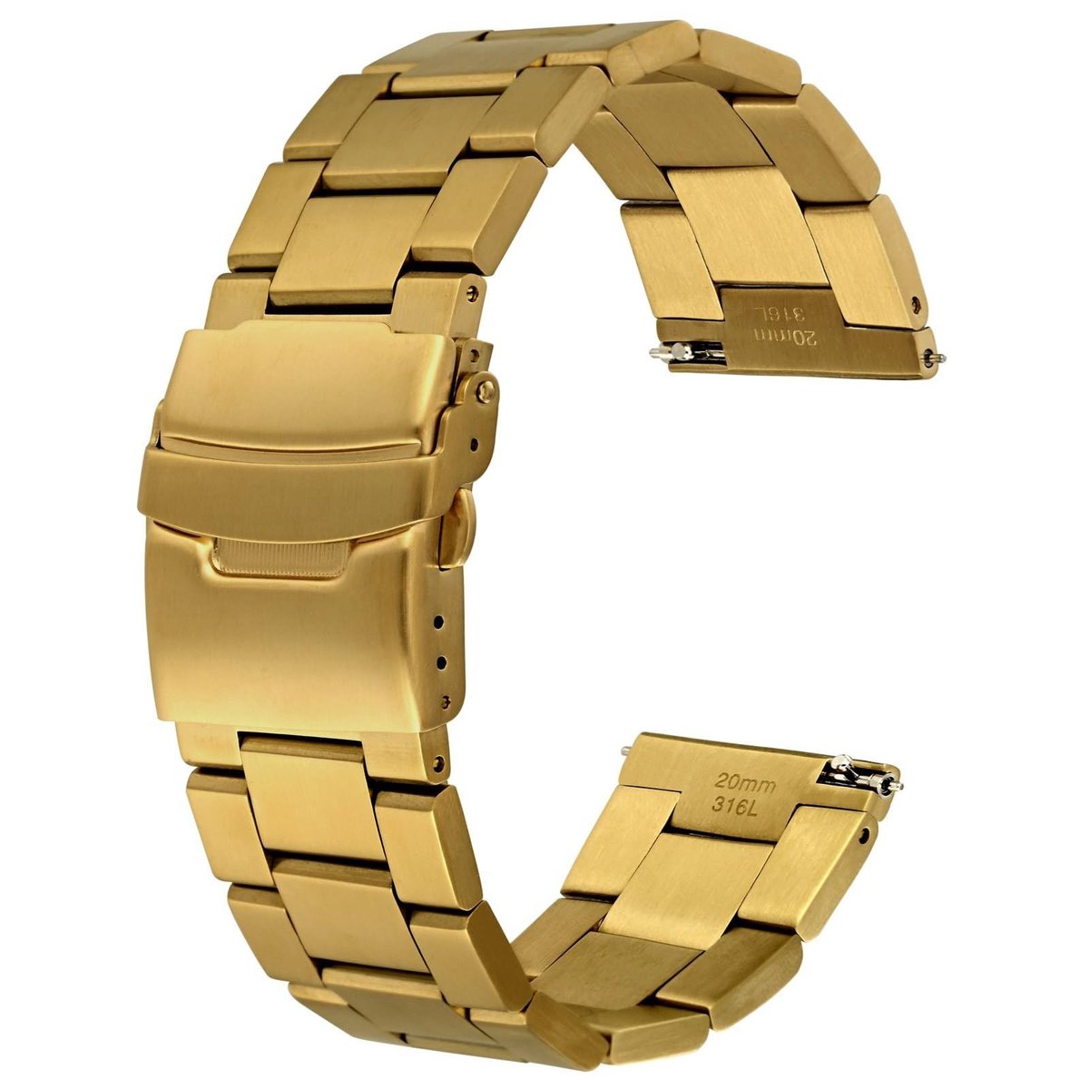 Cosensi - Rvs Horlogeband - Zwart - Heavy Duty - Matte Afwerking - Vervangband - Geschikt voor Mannen en Vrouwen - Dubbele Flip Lock Sluiting