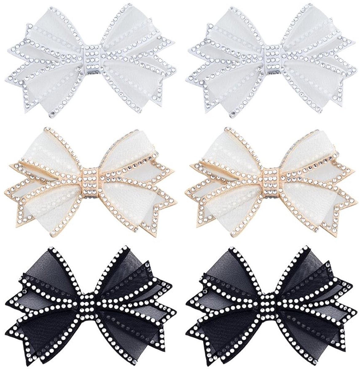 NTHProducts - Rhinestone Schoenaccessoires - Schoenclips - Met strikje - 3 Kleuren - Decoratieve clips - Geschikt voor hoge hakken - Removable buckle
