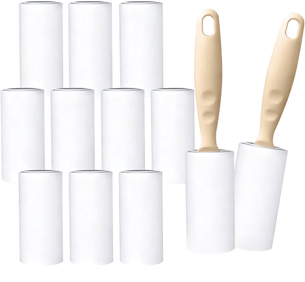 Pluisroller - 12 rollen - met 2 dispensers - supersterke hechting - geschikt voor kleding, haar, kattenhaar, hondenhaar - 60 vellen per rol - Model B