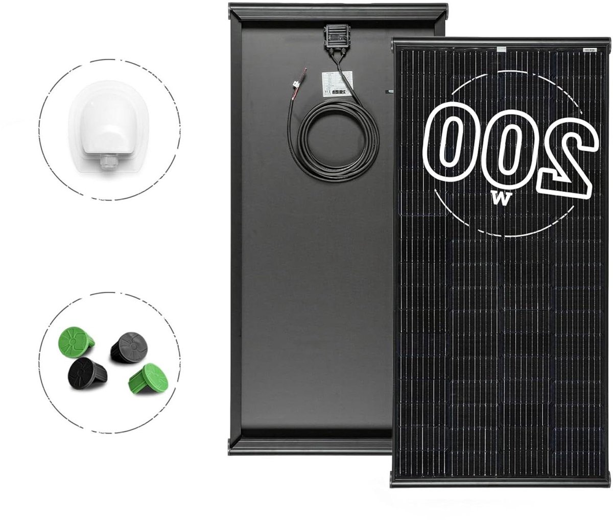 Zonnepaneel Camper - Zonne-energie Kit - Energie Opwekken - Geïntegreerd Aluminium Profiel - 147.5 x 70.5 cm - Zwart