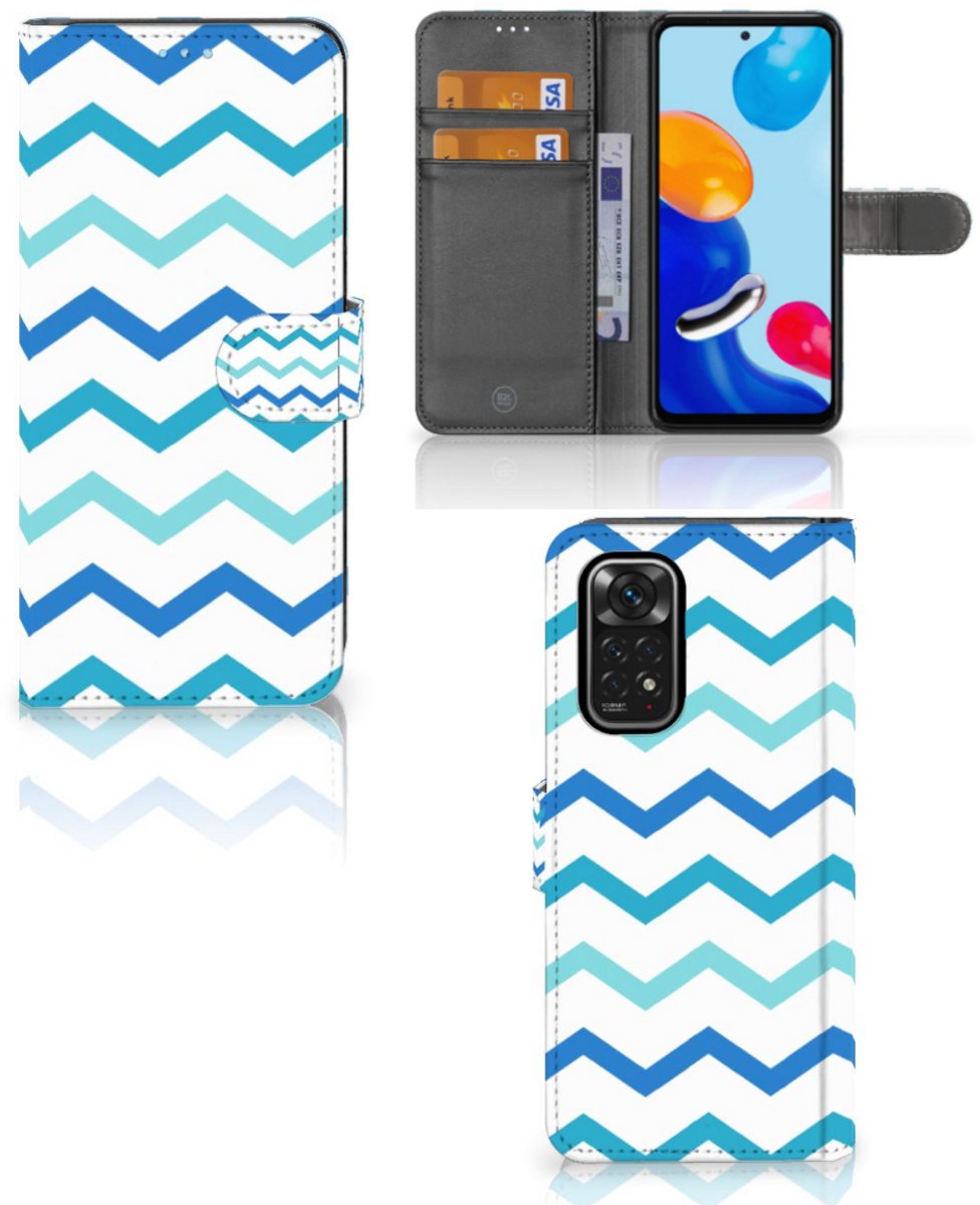 Xiaomi Redmi Note 11/11S Telefoon Hoesje Zigzag Blauw