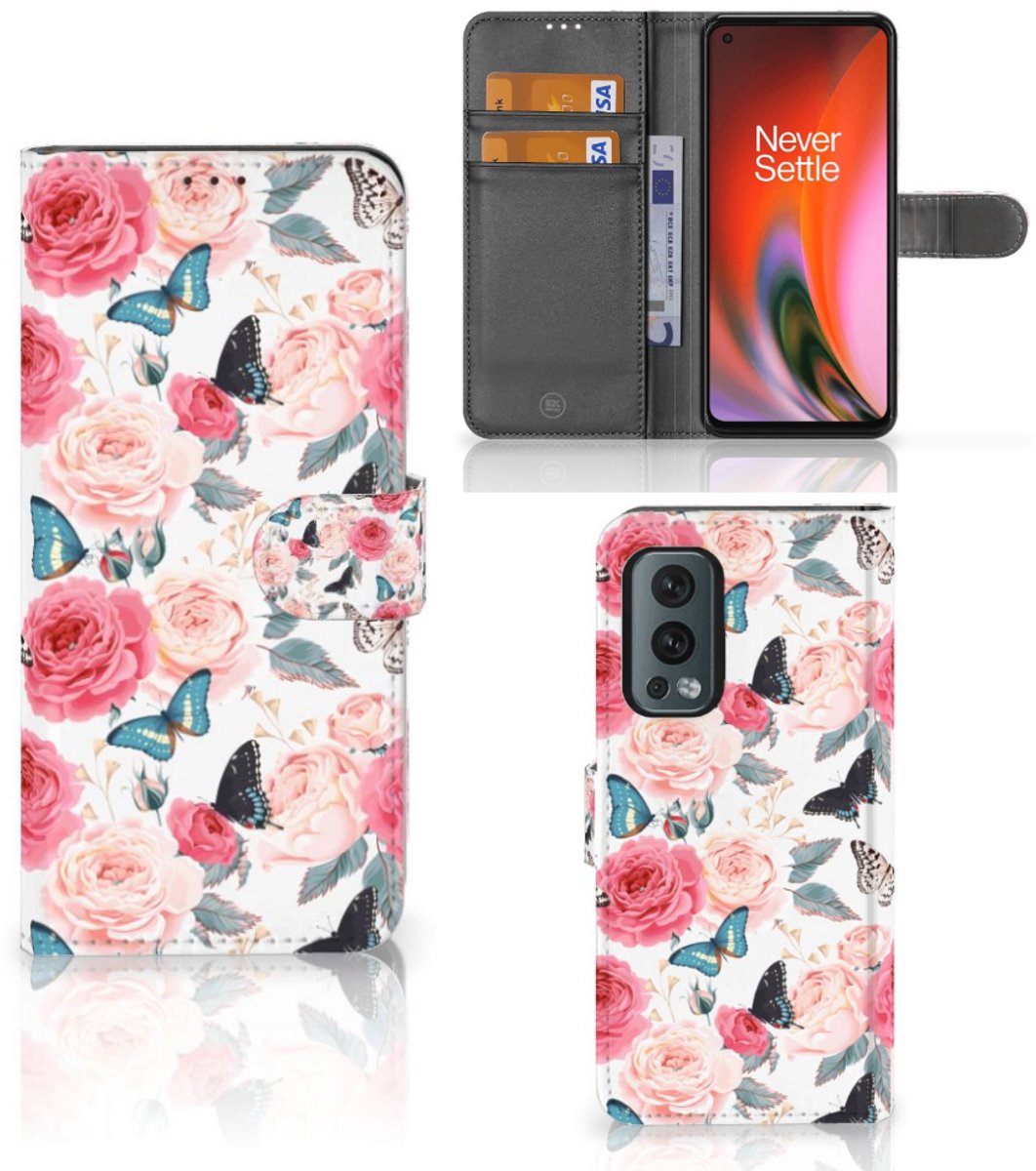 OnePlus Nord 2 5G Hoesje Butterfly Roses