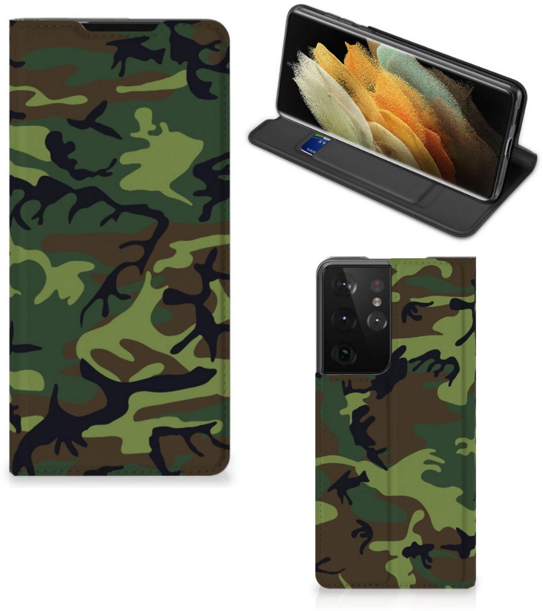 Samsung Galaxy S21 Ultra Hoesje met Magneet Army Dark