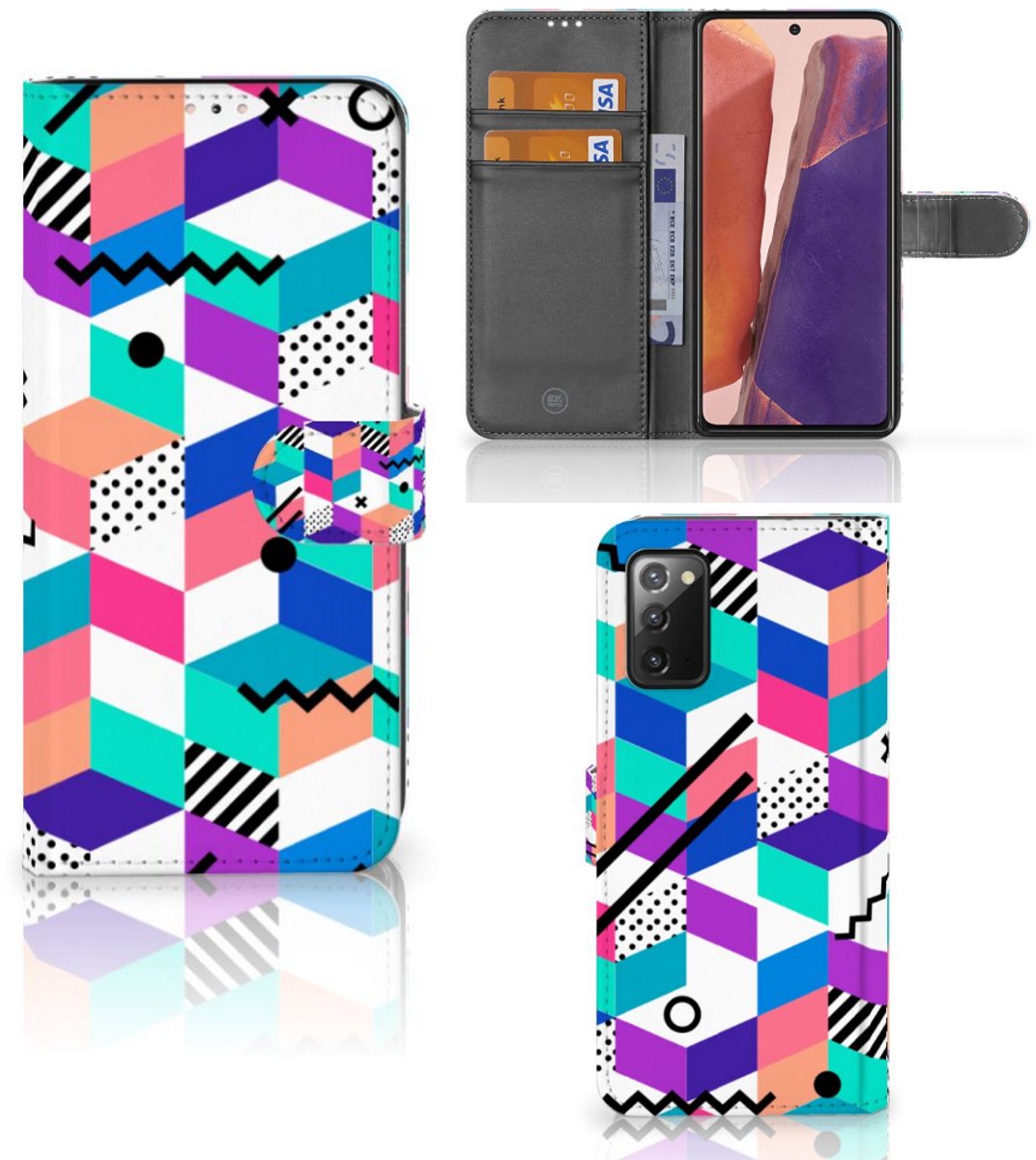 Samsung Galaxy Note 20 Book Case Blokken Kleurrijk