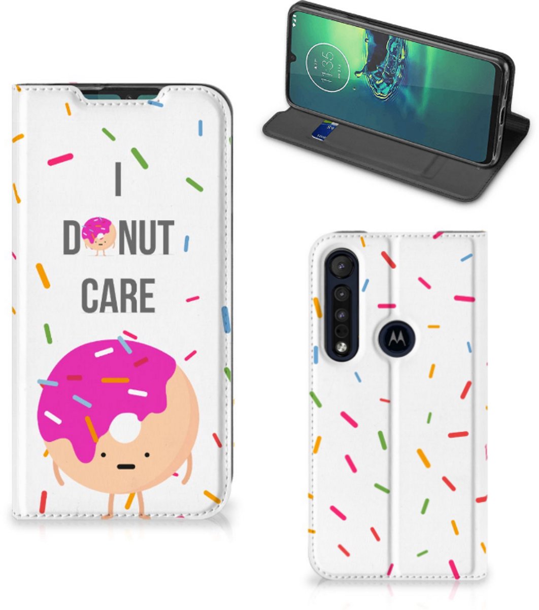 Motorola G8 Plus Flip Style Cover Donut Roze