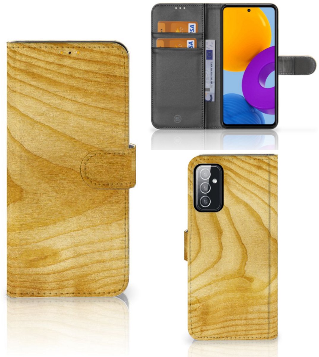 Samsung Galaxy M52 Book Style Case Licht Hout