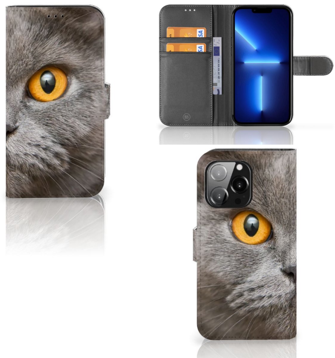 Telefoonhoesje met Pasjes iPhone 13 Pro Britse Korthaar