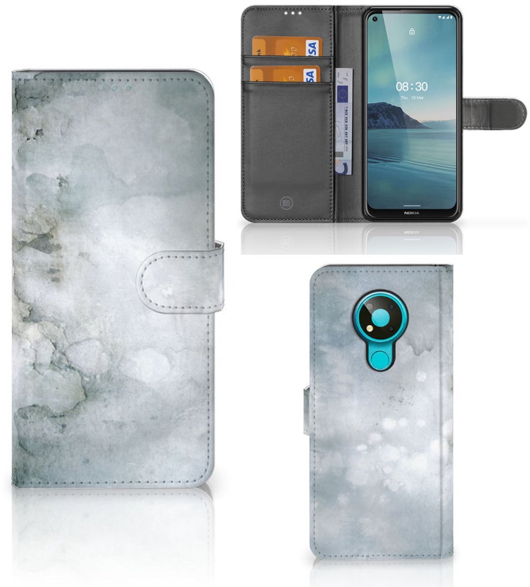 Boekhoesje voor Hoesje Nokia 3.4 Painting Grey