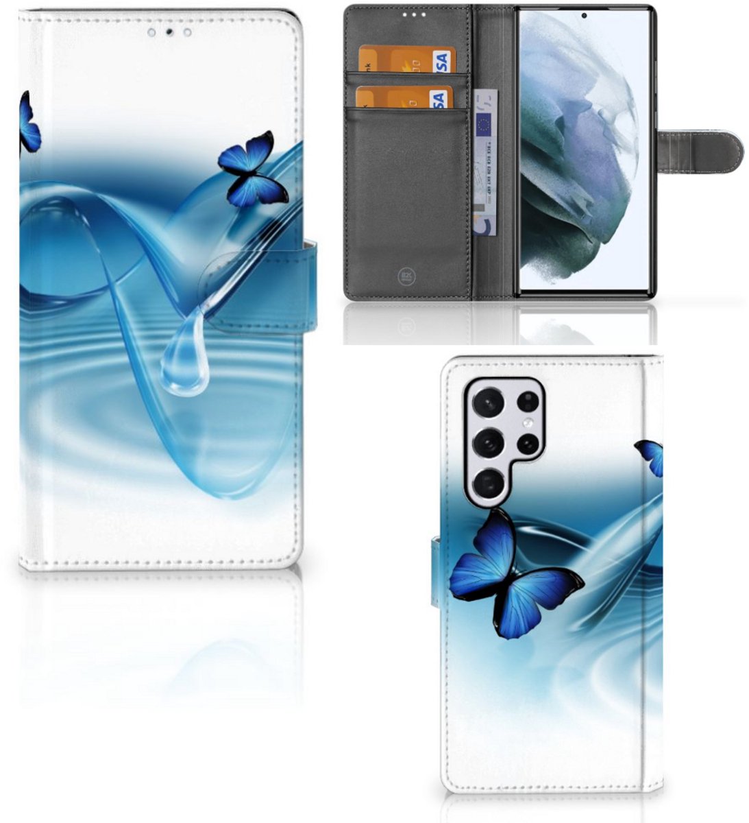 Samsung Galaxy S22 Ultra Telefoonhoesje met Pasjes Vlinders