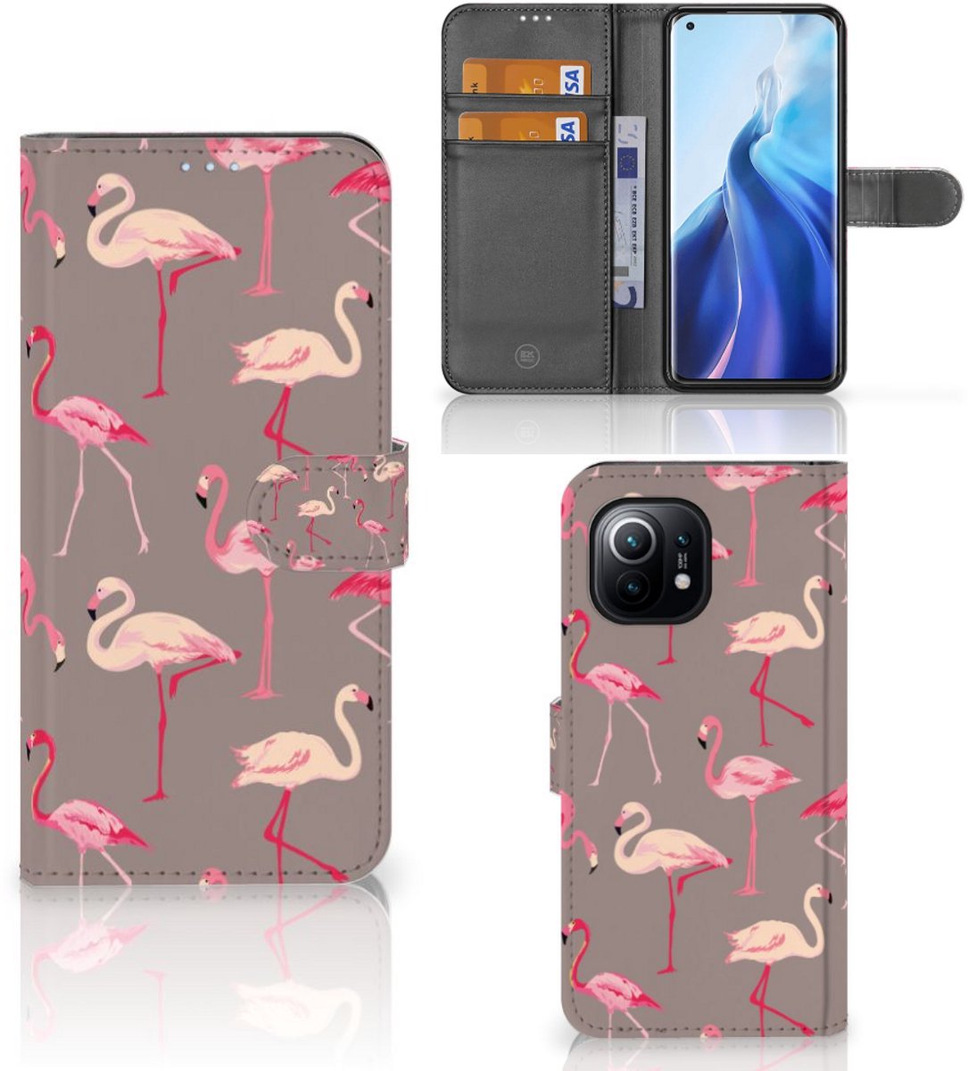 Xiaomi Mi 11 Telefoonhoesje met Pasjes Flamingo