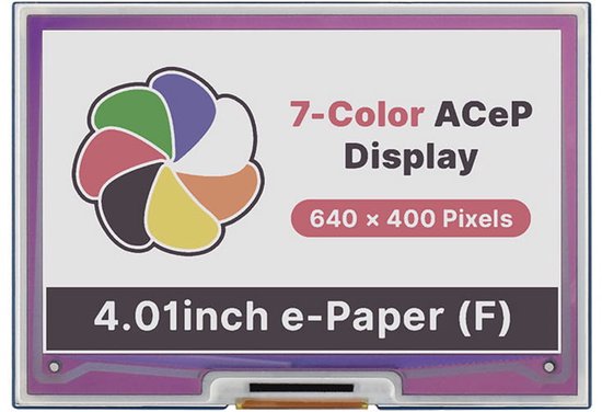 WaveShare Serie - 7-kleuren E-Paper Display Module - 4.01 inch - Helderheid - Raspberry Pi