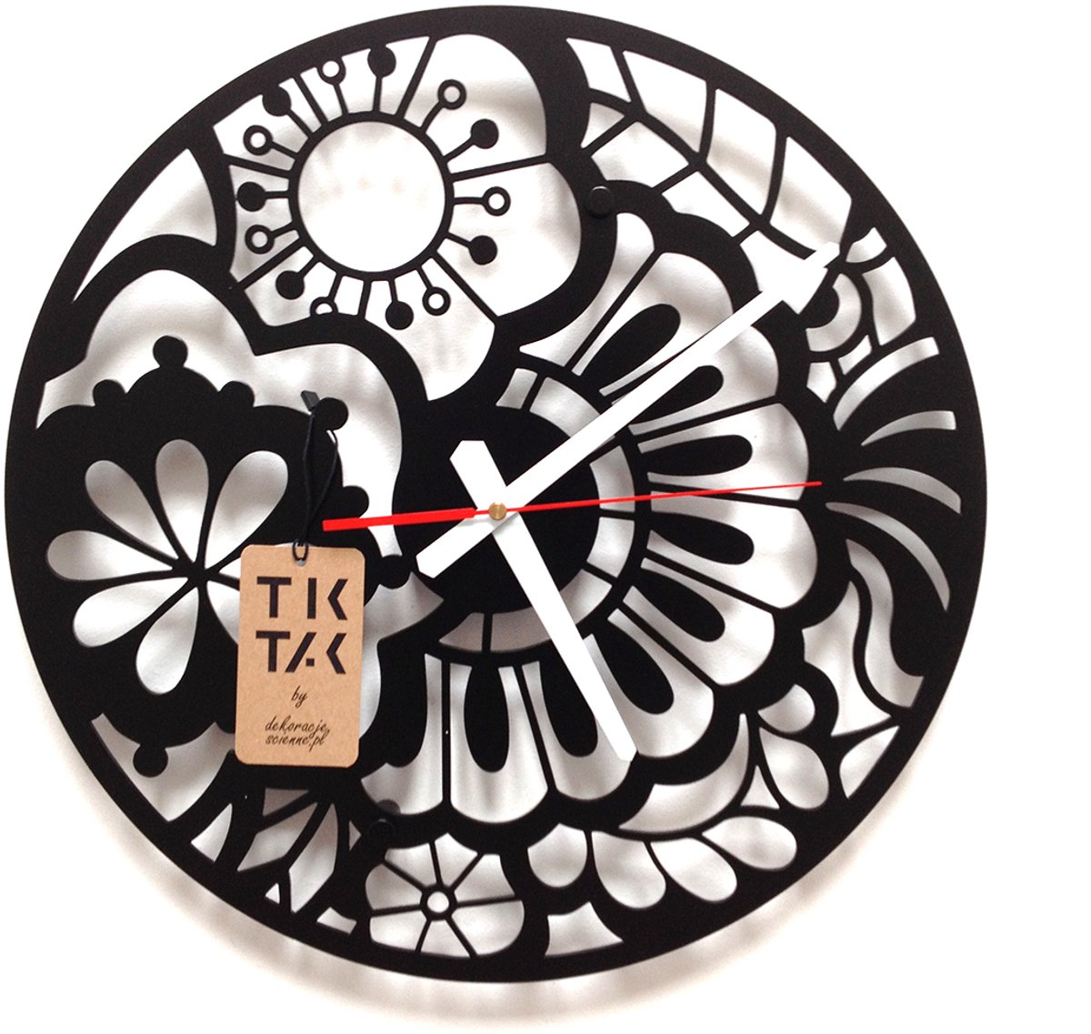 Decorizzly Floro - Wandklok - 40 cm - Zwart - Fluister Stil - 3D Effect