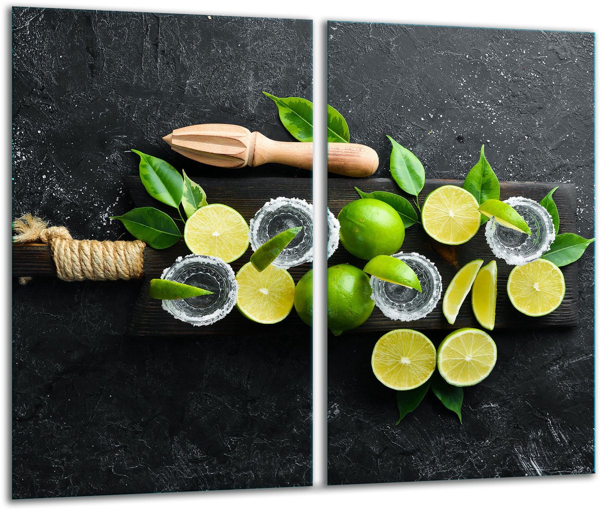TMK ArtDeko - Snijplank Glas - 2x 30x52 cm - Inductieplaat Bescherming - Levendige Kleuren