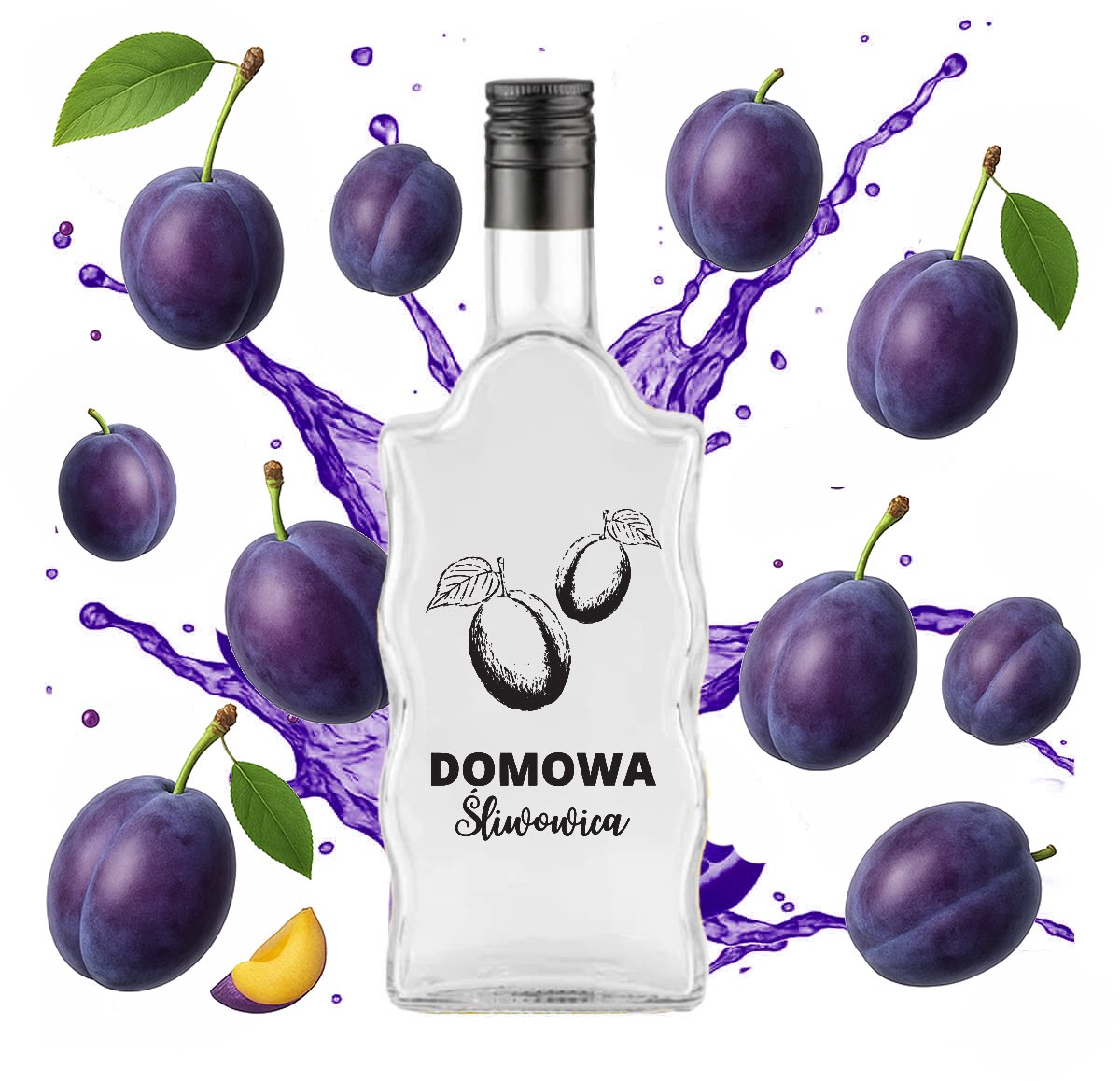 Bimberek Fala Serie - Decoratieve Fles - 500ml - Hoogwaardig Glas - Zwart Design