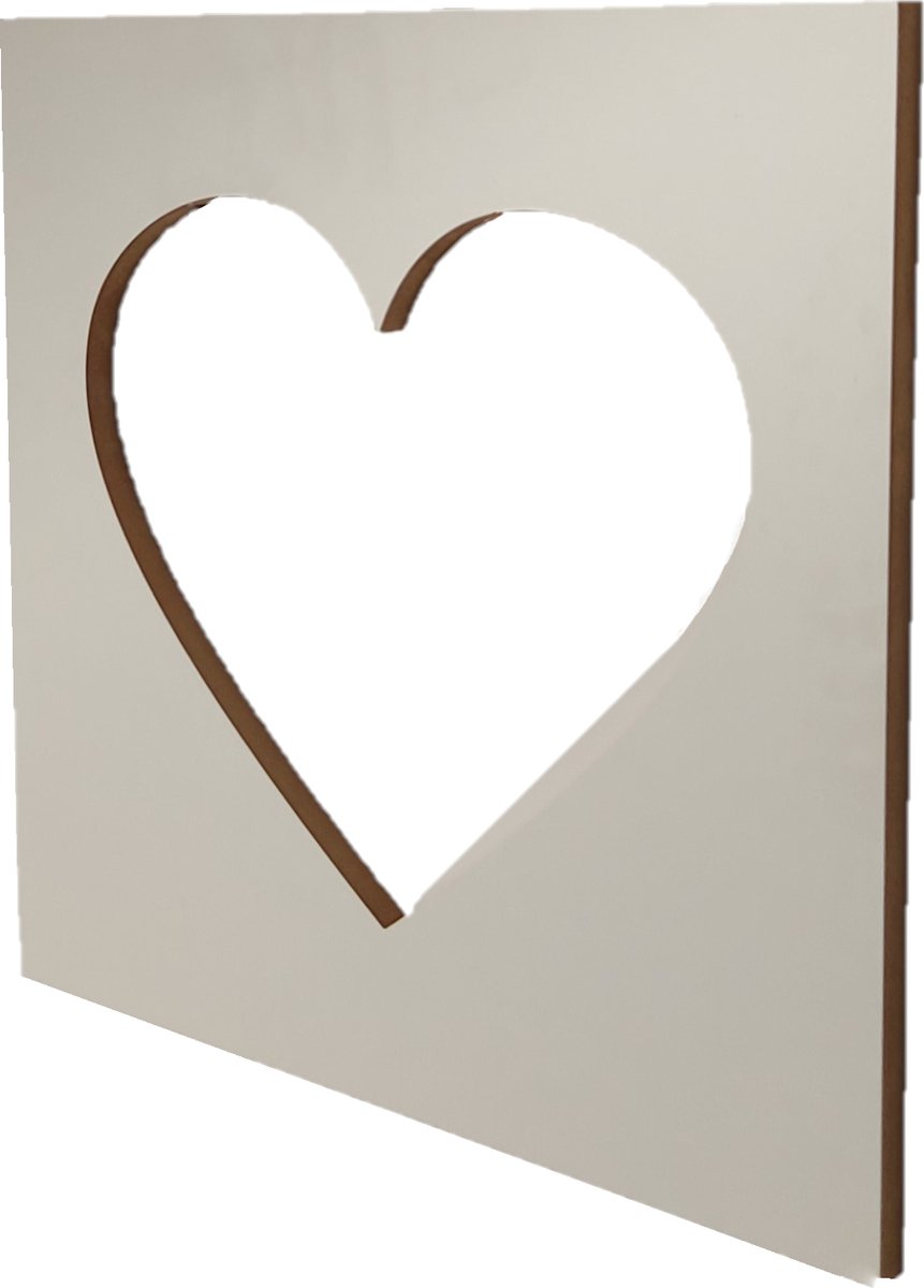 Moliland - Wanddecoratie - Groot Hart MDF - Wit - 50 cm