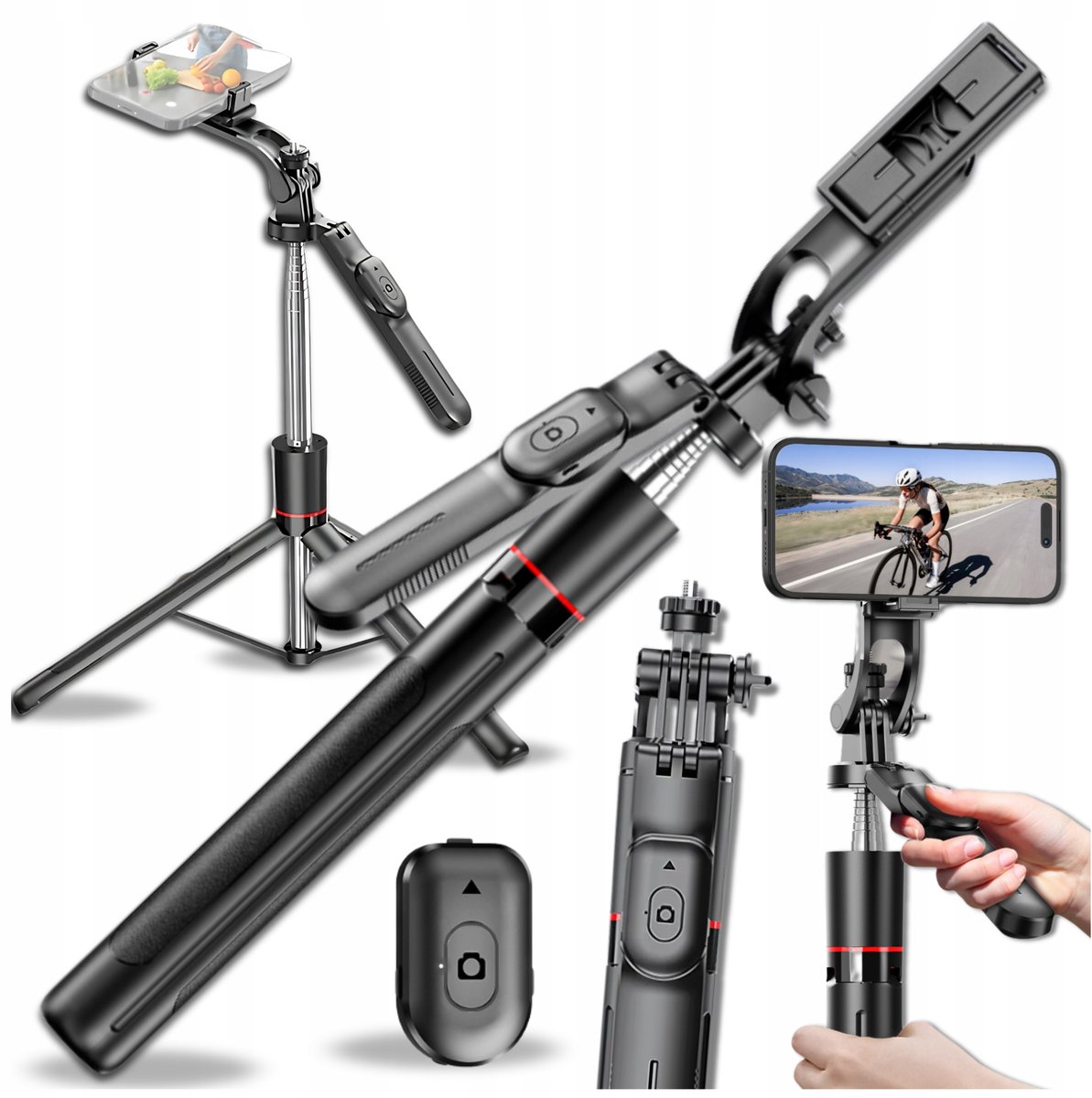 Slayo - Selfie Stick Statief - Bluetooth 5.2 - 171cm - Met Draadloze Afstandsbediening