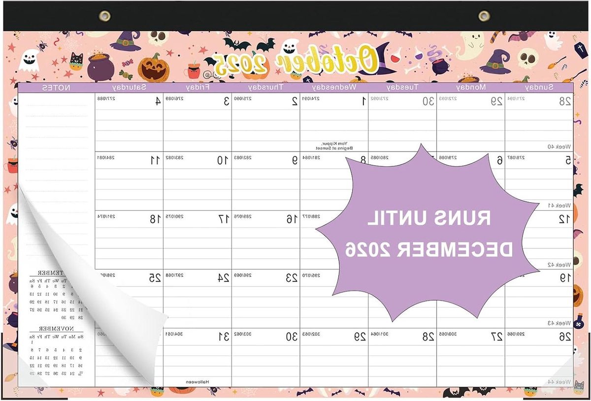 Bureaukalender 2025-2026 - Maandkalender Planner - Dagelijkse Planning - Extra Schrijfruimte - 43 x 30 cm - Seasons
