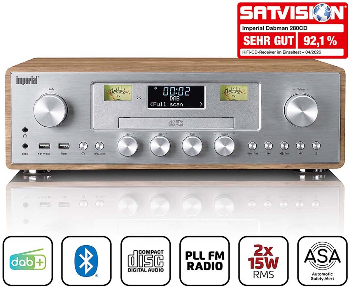 Imperial DAB+/FM radio met CD-speler, USB, Bluetooth en ASA functie