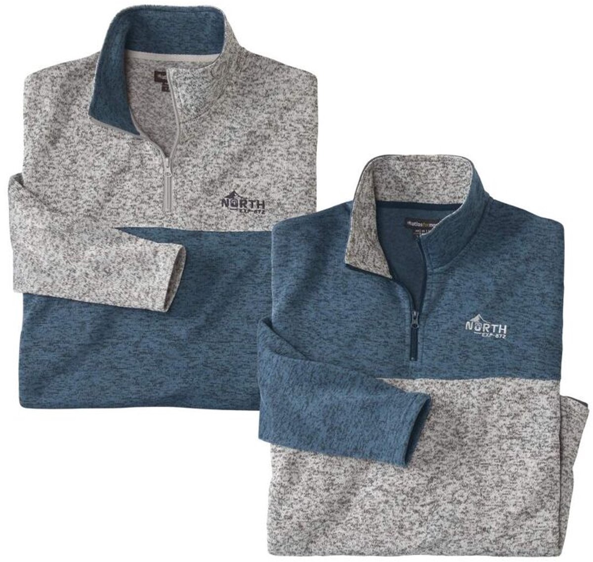 ATLAS FOR MEN - Set van 2 gemêleerde sweatshirts - Heren - Verkrijgbaar in grote maten - XXL
