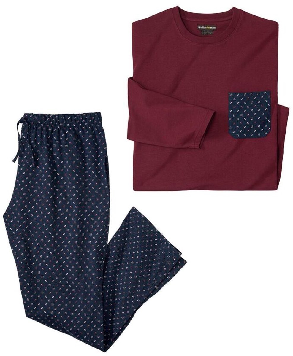 ATLAS FOR MEN - Katoenen pyjama met stijlvol motief - Heren - Verkrijgbaar in grote maten - 3XL