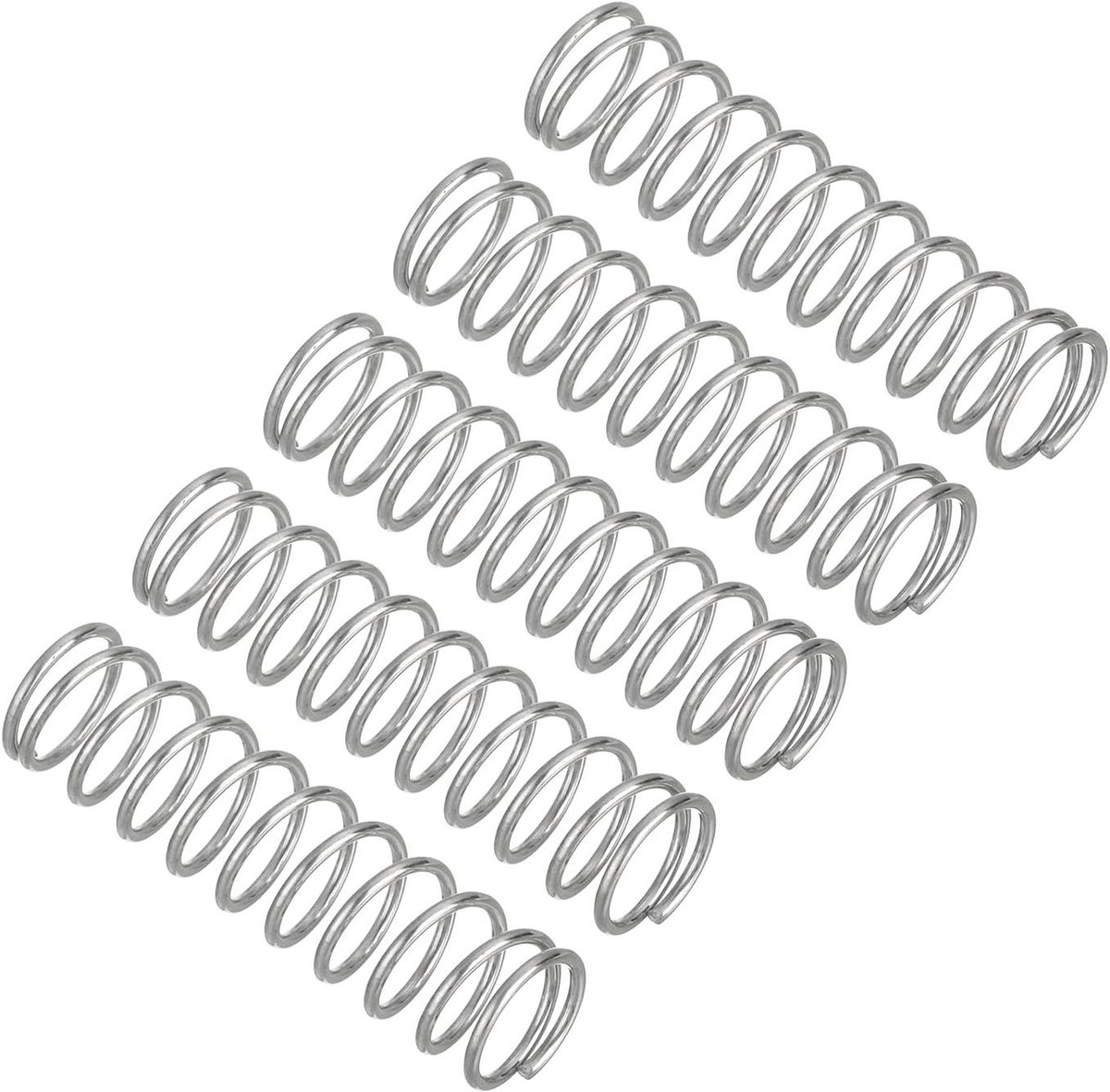 Drukveren Set - Compressieveren Spiraalveren - Mechanische Toepassingen - 304 Roestvrij Staal - 0.8x8x35mm 5 stuks - Zilver