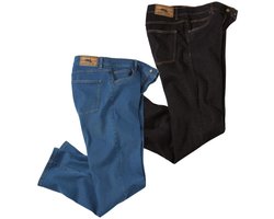 ATLAS FOR MEN - Set van 2 regular stretchspijkerbroeken - Heren - Verkrijgbaar in grote maten - W40