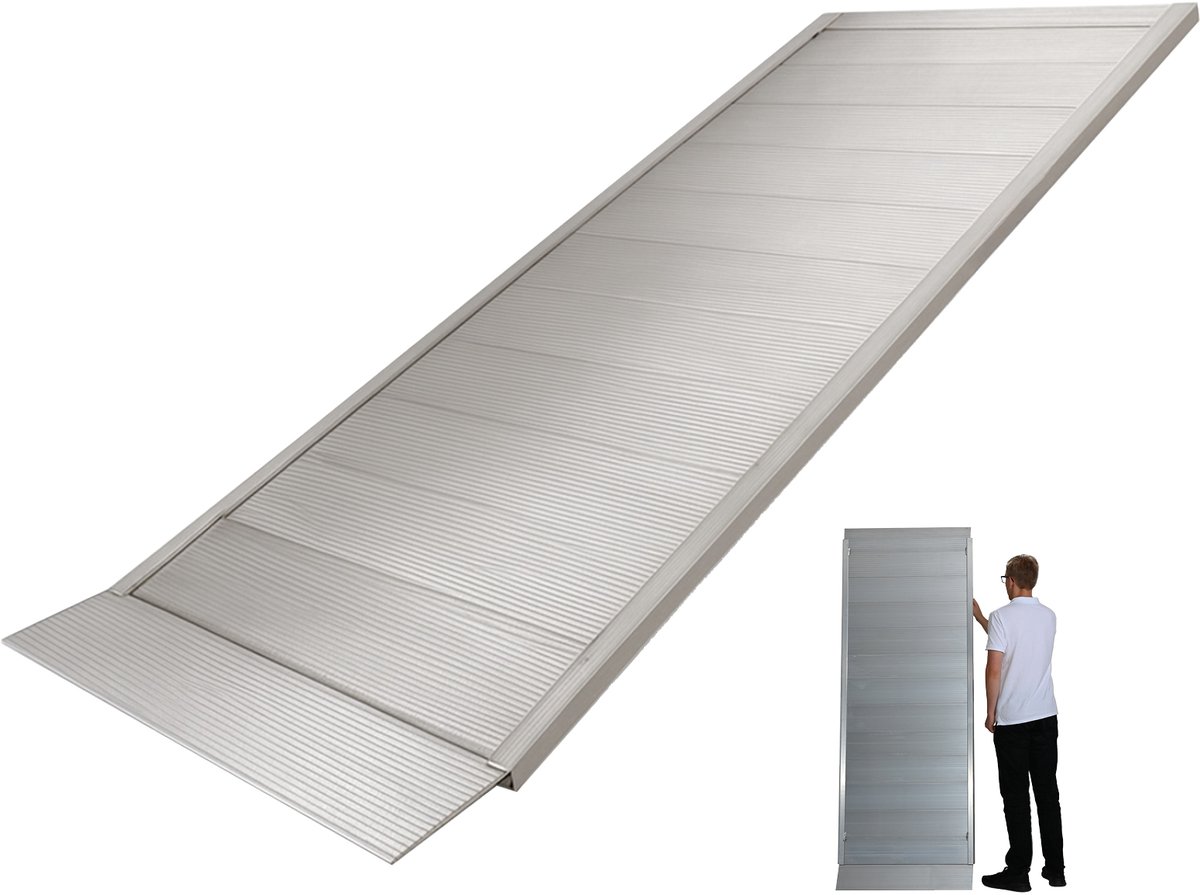 TRUTZHOLM 1x oprijplaat 214 cm laadvermogen 600kg aluminium grijs geribbeld laadplatform