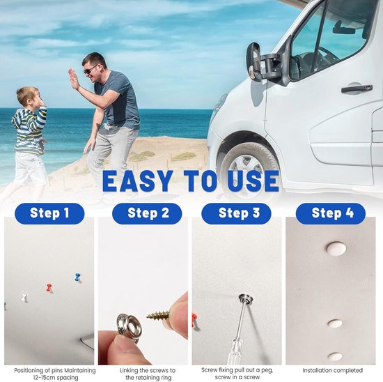 Reparatieset Dakhemel - Auto Hemel - Doorhangende Hemel Herstellen - Inclusief Gereedschap - 202 stuks - Beige — afbeelding 4