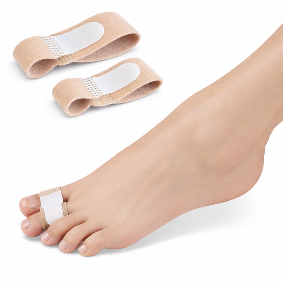 2 Maten Buddy Loops Teenspalk met Klittenband - Teen brace - Buddy Tape - Zwart